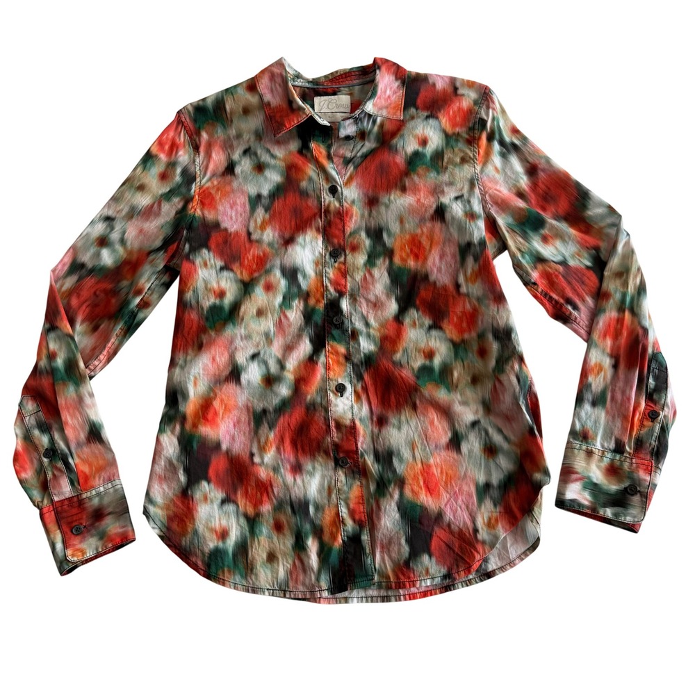 J Crew Liberty London Hazy Days Print Button Down Long Sleeve Shirt 6 Slim